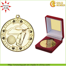 moneda del recuerdo del cobre del oro de la insignia 3D con el rectángulo de Velet