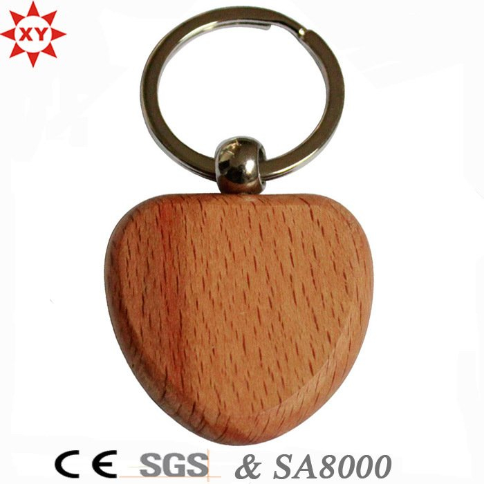 Regalos Keychain de madera en blanco en forma de corazón de la promoción