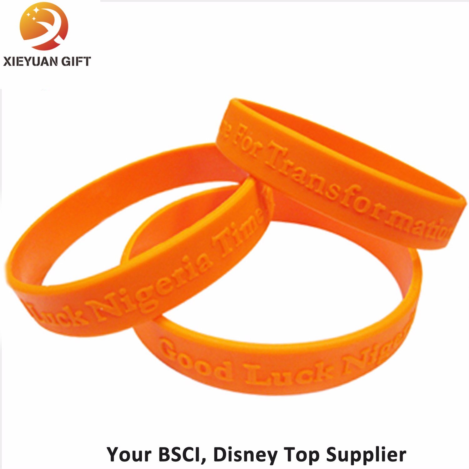 Color anaranjado de los Wristbands de encargo del silicón hecho en China