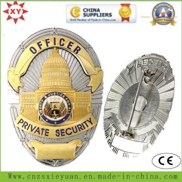 Divisas privadas de la seguridad de la insignia de encargo de cobre amarillo