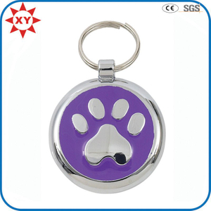 El animal doméstico redondo Shaped de la venta de la pata púrpura caliente de Engravable marca la etiqueta de perro con etiqueta