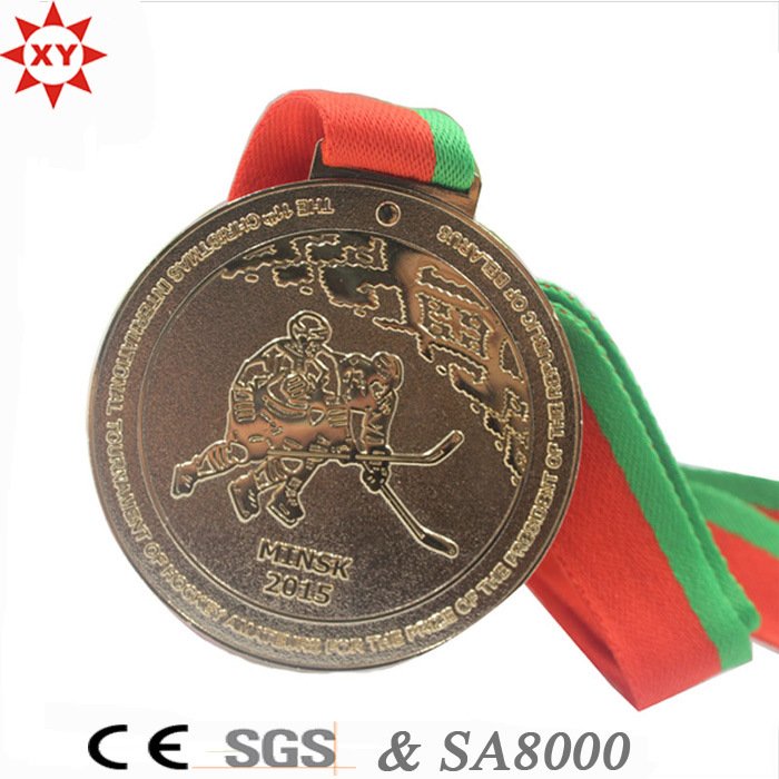 Medalla de encargo del metal del oro del deporte con la cinta libre