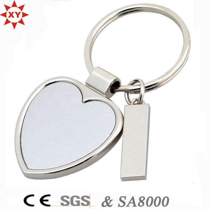 Metal en blanco de encargo Keychain de la dimensión de una variable del corazón de la promoción